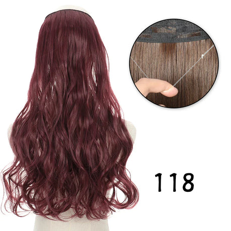 Hair Extensions No Clips Synthetic Fake Hair Ombre