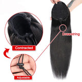 G Straight Human Hair Wrap Around Ponytail Drawstring