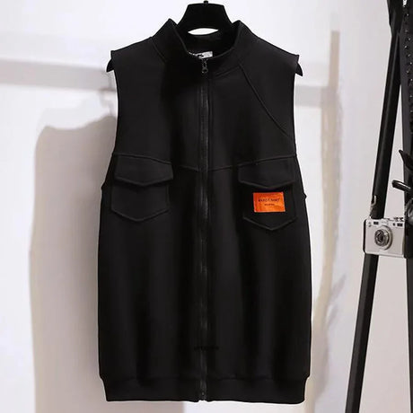 6Xl 150Kg Spring Black Jacket Women Sleeveless Vest