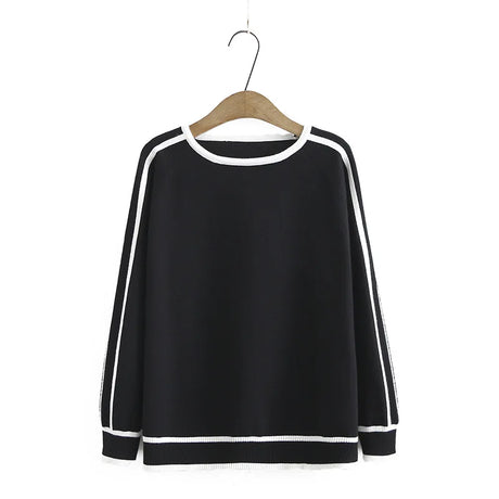 Women' Sweaters Fashion Autumn Jumper Striped Splice Raglan