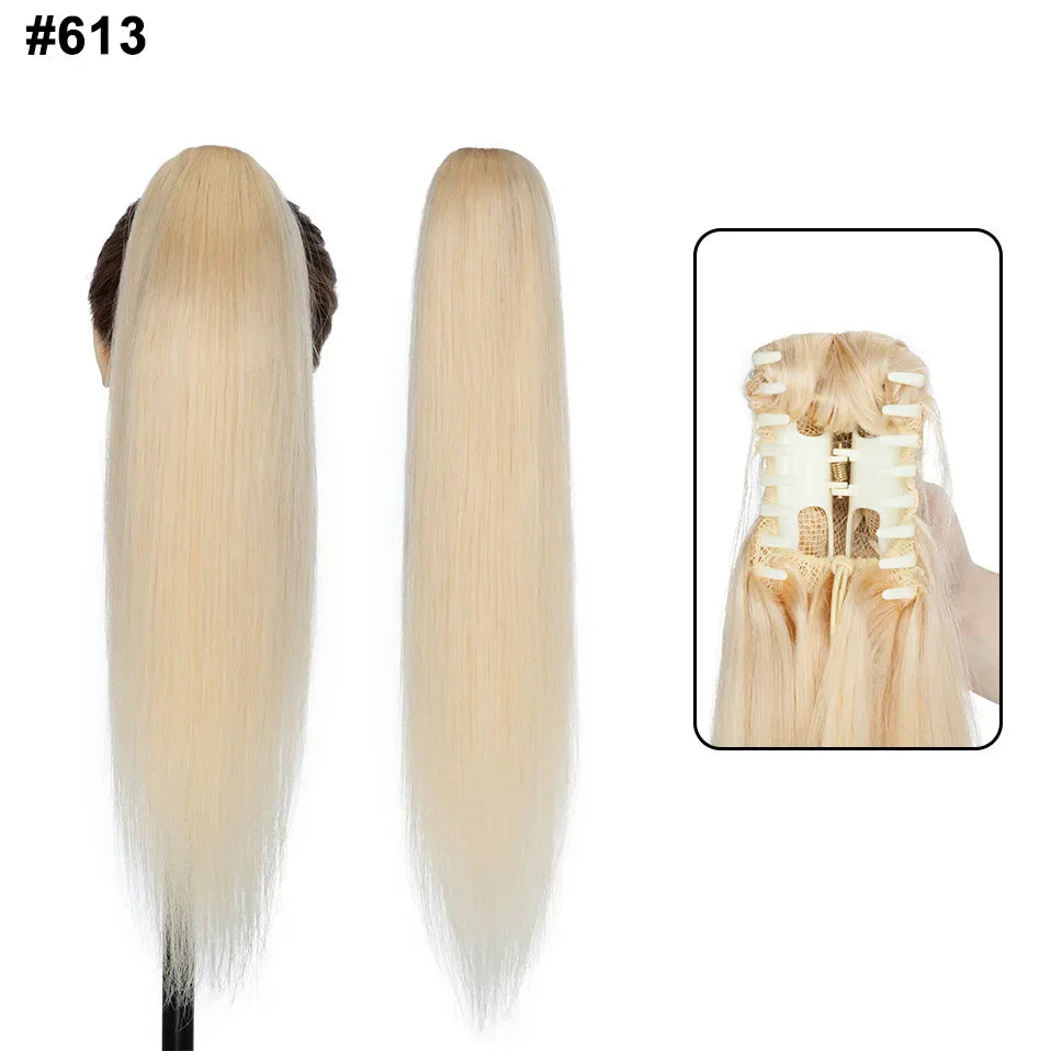 S-Noilite Ponytail Human Hair -Inches Claw Clip In