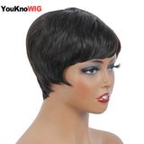 Short Human Hair Wigs Pixie Cut Straight Perruque