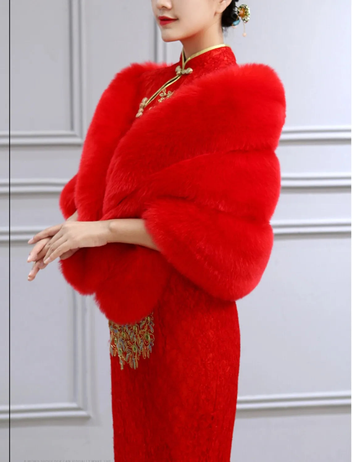 High Quality Faux Fur Wedding Shawl Soft Thick