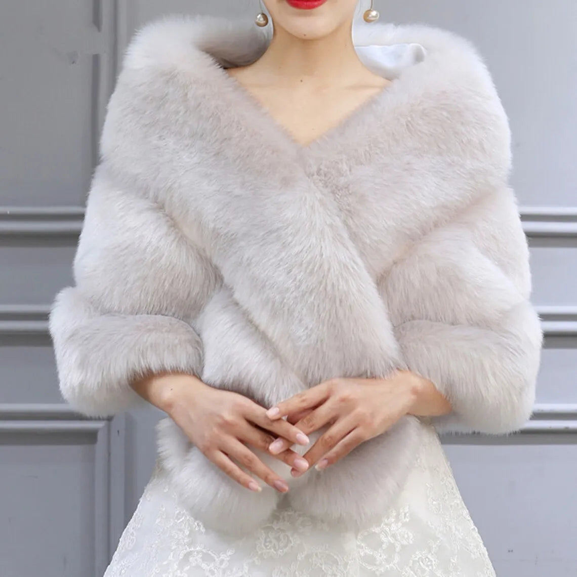 High Quality Faux Fur Wedding Shawl Soft Thick