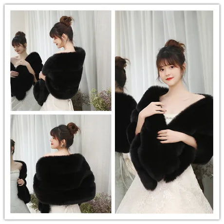 High Quality Faux Fur Wedding Shawl Soft Thick