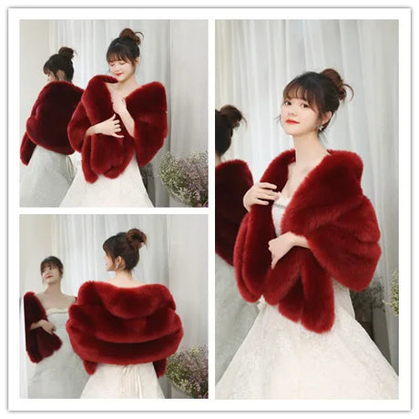 High Quality Faux Fur Wedding Shawl Soft Thick