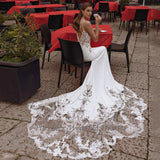 High Quality Spaghetti Straps Wedding Dresses V-Neck Backless