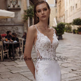 High Quality Spaghetti Straps Wedding Dresses V-Neck Backless