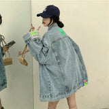 High Street Fashion Oversized Denim Jacket Women Korean