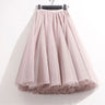 High Waist Solid Midi Pleated Tulle Skirt A-Line