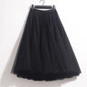 High Waist Solid Midi Pleated Tulle Skirt A-Line