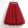 High Waist Solid Midi Pleated Tulle Skirt A-Line