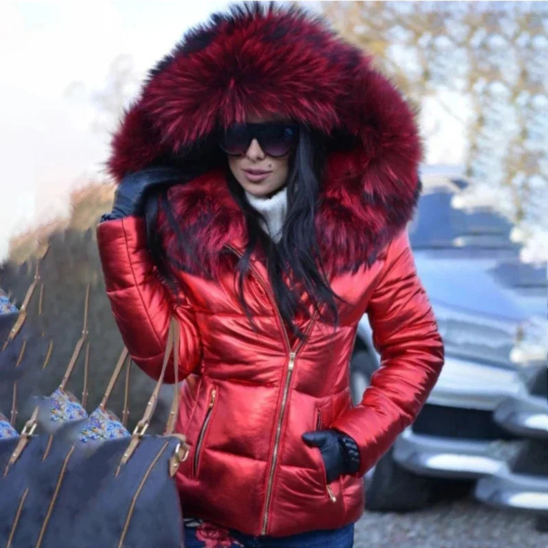 Hooded Fur Collar Jackets And Coats Winter Women