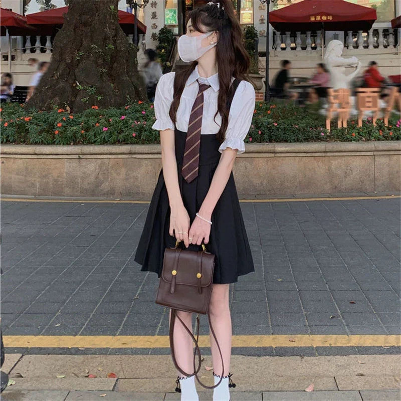 Hot Girl College Style Jk Uniform Puff Sleeves