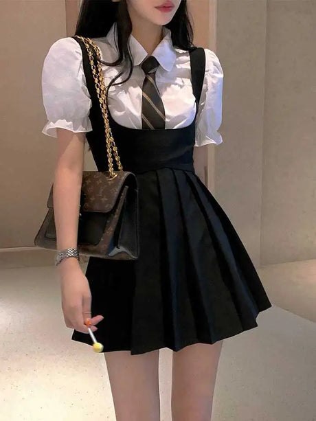 Hot Girl College Style Jk Uniform Puff Sleeves