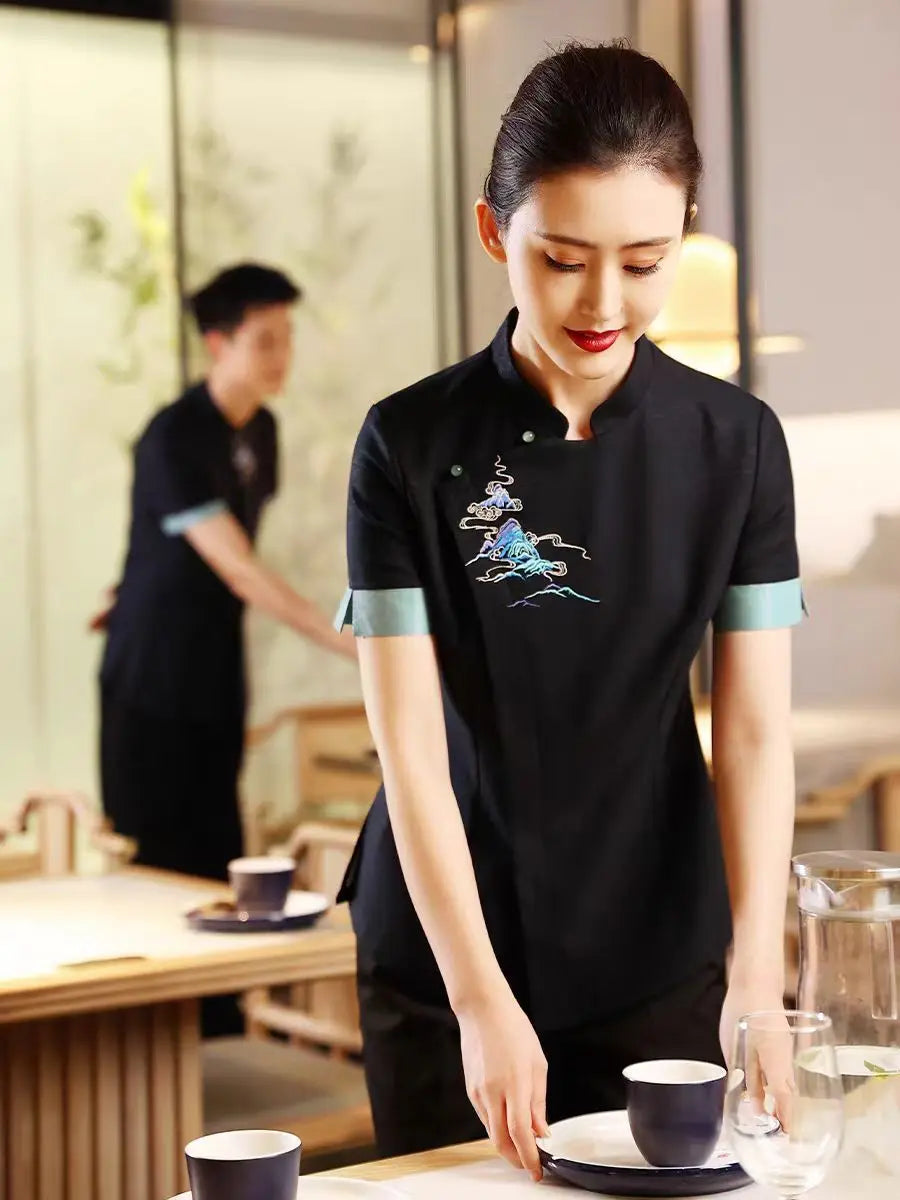 Hotel Attendant Work Clothes Short Sleeve Chinese Restaurant