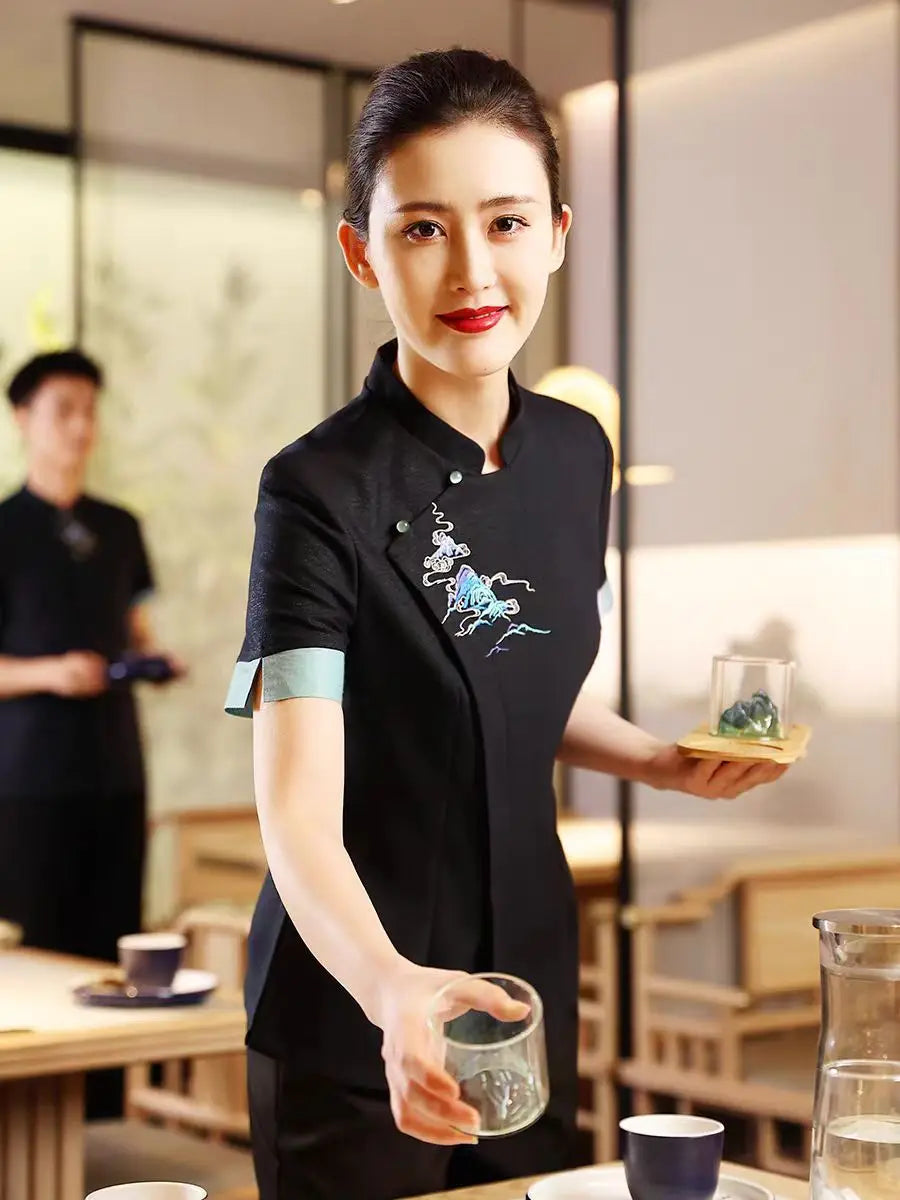 Hotel Attendant Work Clothes Short Sleeve Chinese Restaurant