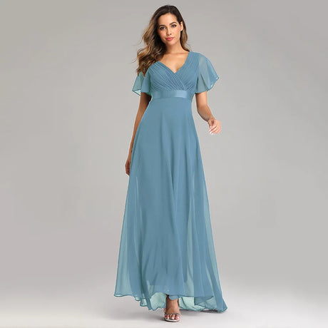 Icclek New Style Women V-Neck Chiffon Dress Wedding