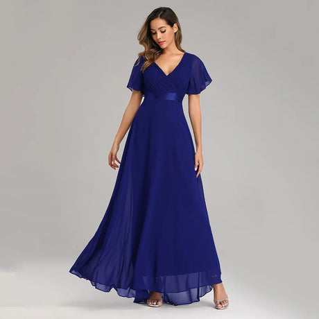 Icclek New Style Women V-Neck Chiffon Dress Wedding