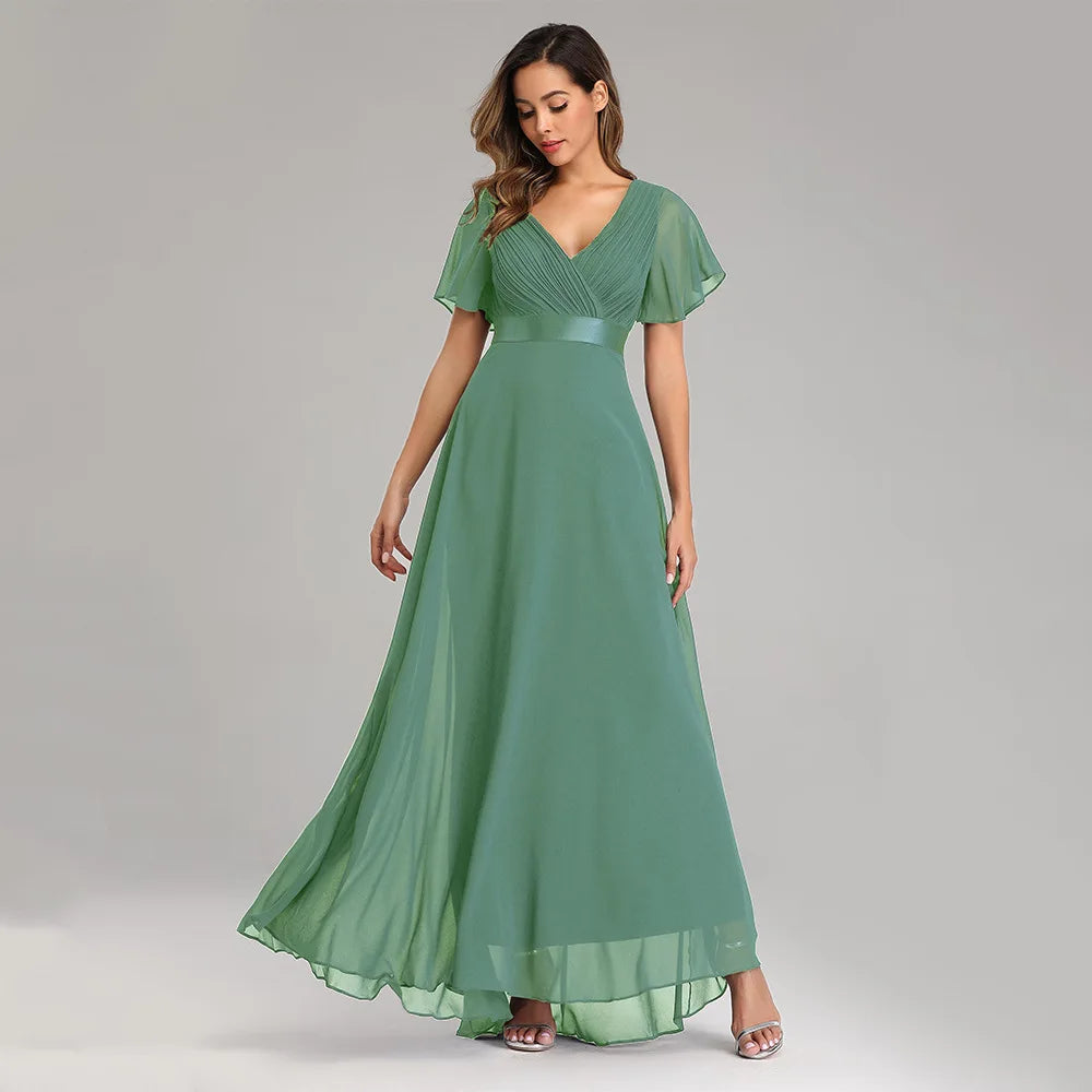 Icclek New Style Women V-Neck Chiffon Dress Wedding