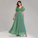 Icclek New Style Women V-Neck Chiffon Dress Wedding