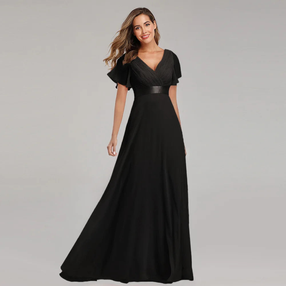 Icclek New Style Women V-Neck Chiffon Dress Wedding