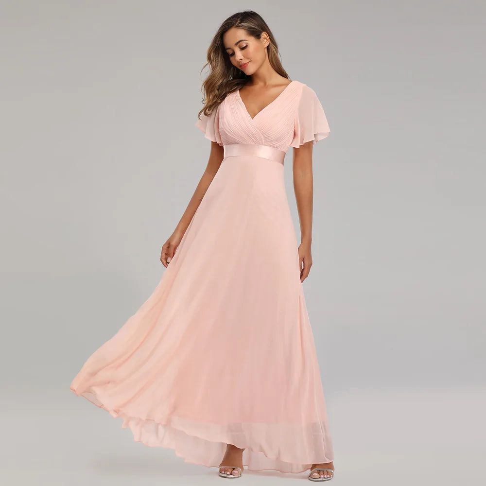 Icclek New Style Women V-Neck Chiffon Dress Wedding