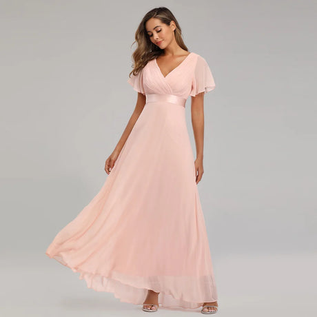 Icclek New Style Women V-Neck Chiffon Dress Wedding