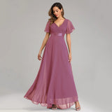 Icclek New Style Women V-Neck Chiffon Dress Wedding