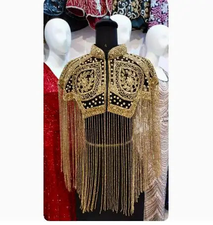 Indian Heavy Industry Nail Bead Shawl Long Tassel