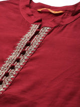 Indian Women' Red Silk Cotton -Piece Set