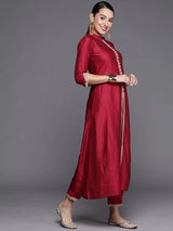 Indian Women' Red Silk Cotton -Piece Set