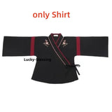 Japanese Dress Kimono Woman Black White Cat Embroidery