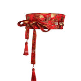 Japanese Embroidery Vintage Style Woman Kimono Belt Elastic