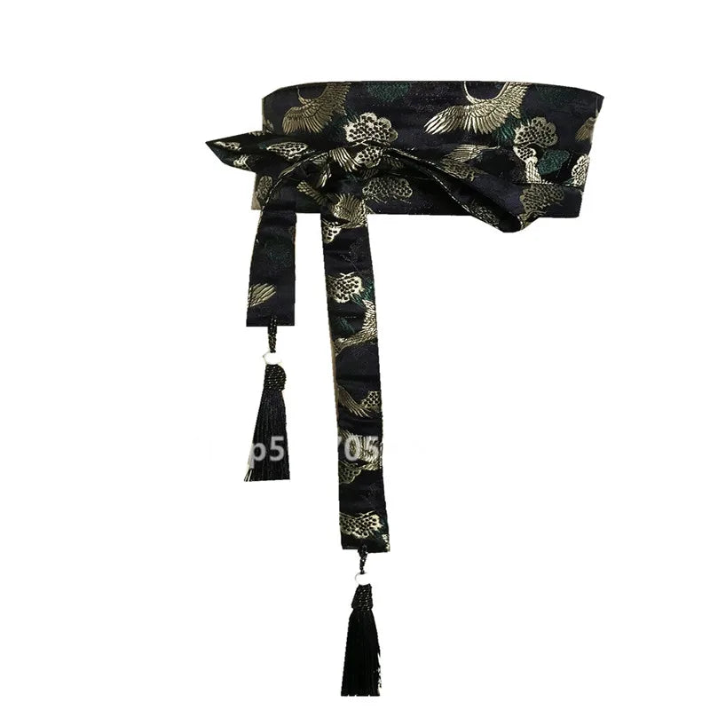 Japanese Embroidery Vintage Style Woman Kimono Belt Elastic