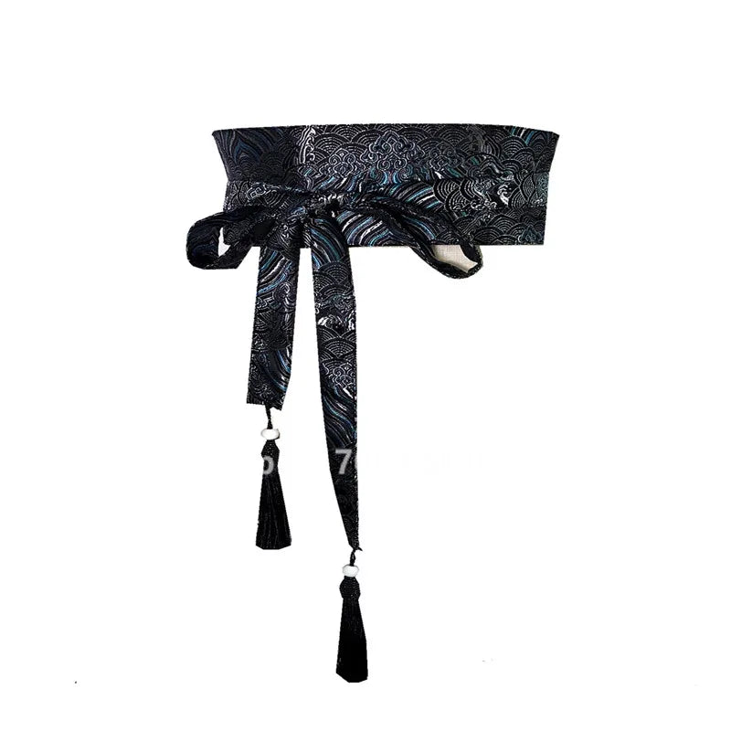 Japanese Embroidery Vintage Style Woman Kimono Belt Elastic