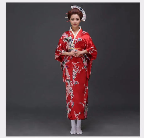 Japanese Traditional Yukata Kimono With Obi Vintage Women