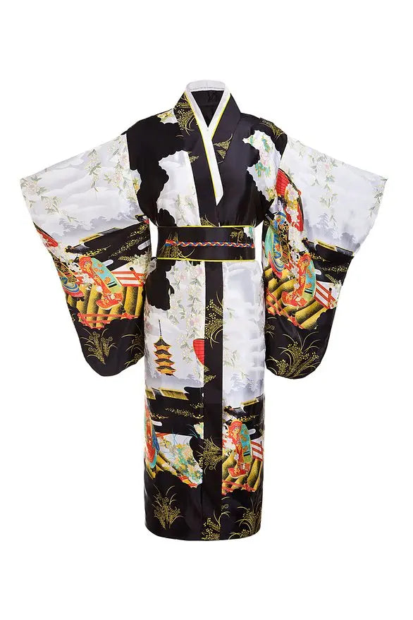 Japanese Traditional Yukata Kimono With Obi Vintage Women