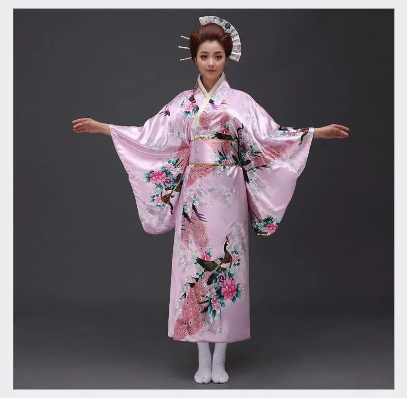Japanese Traditional Yukata Kimono With Obi Vintage Women