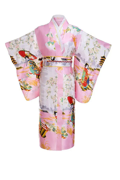 Japanese Traditional Yukata Kimono With Obi Vintage Women