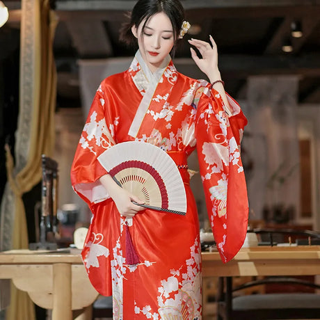 Japanese Traditional Yukata Kimono With Obi Vintage Women