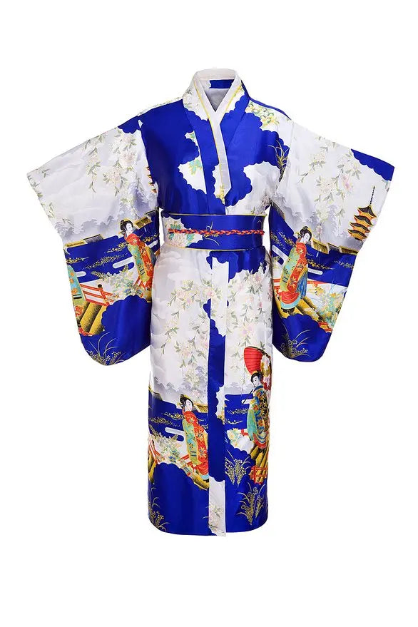 Japanese Traditional Yukata Kimono With Obi Vintage Women
