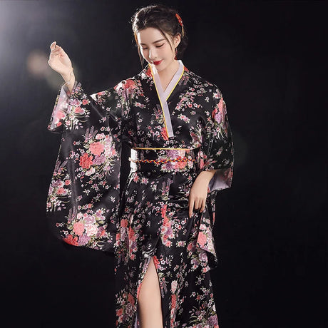 Japanese Traditional Yukata Kimono With Obi Vintage Women