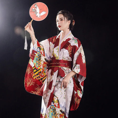 Japanese Traditional Yukata Kimono With Obi Vintage Women