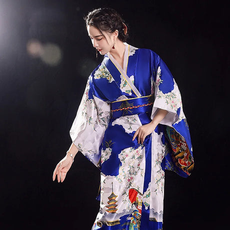 Japanese Traditional Yukata Kimono With Obi Vintage Women