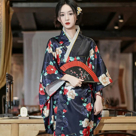 Japanese Traditional Yukata Kimono With Obi Vintage Women
