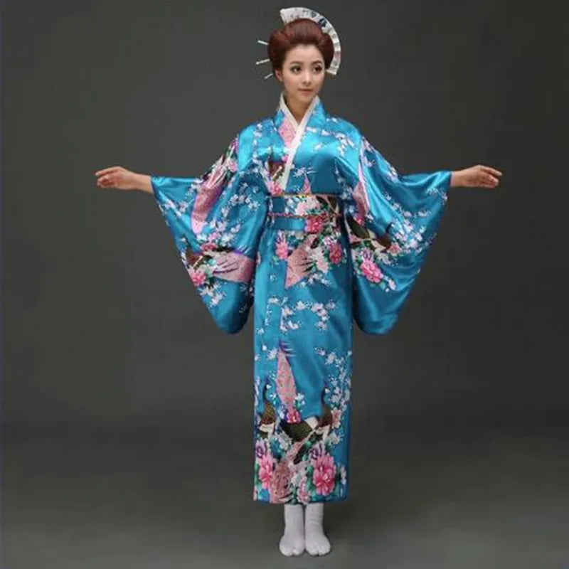 Japanese Traditional Yukata Kimono With Obi Vintage Women