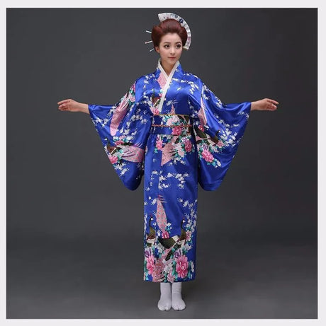 Japanese Traditional Yukata Kimono With Obi Vintage Women