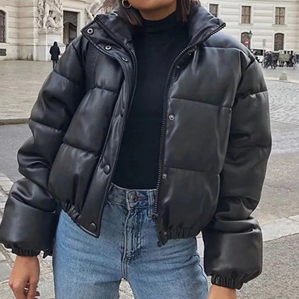 Jocoo Jolee Winter Thick Warm Cropped Puffer Jacket