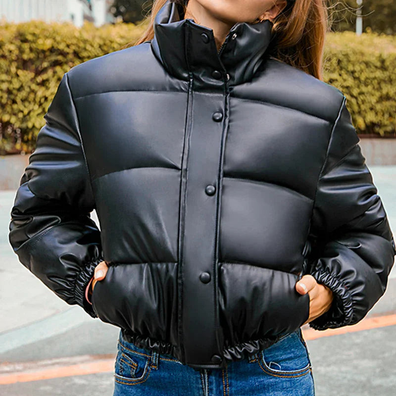 Jocoo Jolee Winter Thick Warm Cropped Puffer Jacket